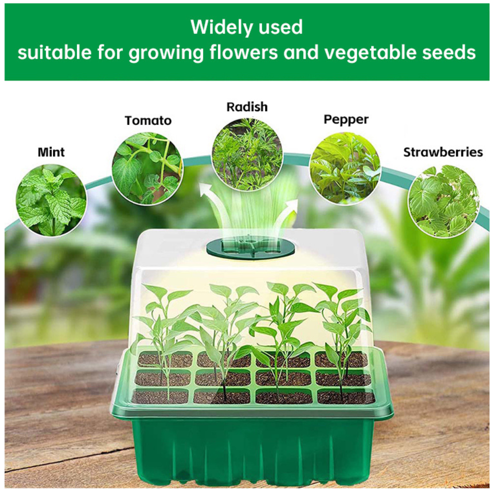 All Season Grow Eco-Friendly 5-Pack Seed Starter Trays with 8 LED Grow Lights, Smart Control Timer